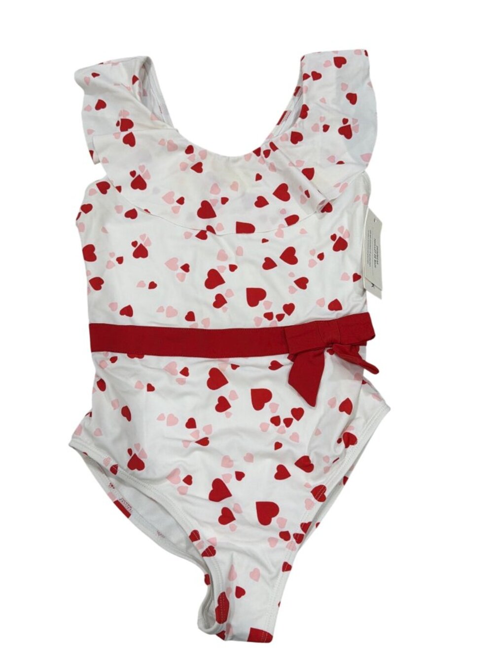 Janie and Jack Girls 10 Heart Print Swimsuit Ruffle Sleeves UPF 50+ NWT